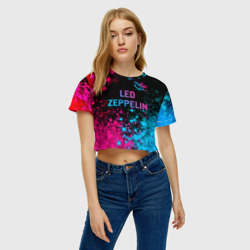 Женская футболка Crop-top 3D Led Zeppelin - neon gradient: символ сверху - фото 2