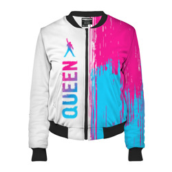 Женский бомбер 3D Queen neon gradient style: по-вертикали