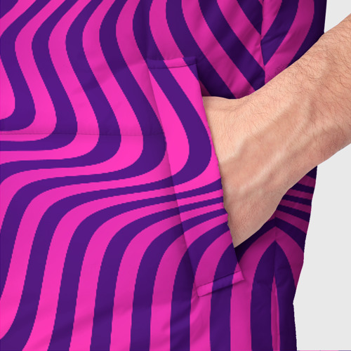 Мужской жилет утепленный 3D с принтом Абстрактный фиолетовый узор, фото #4