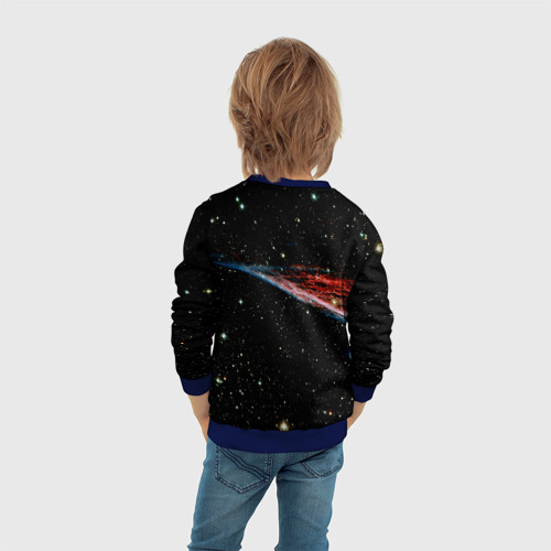 Детский свитшот 3D с принтом Космонавт играет рок на гитаре, вид сзади #2