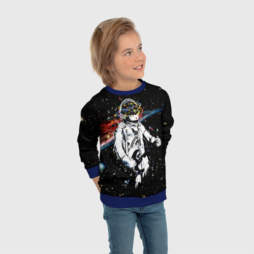 Детский свитшот 3D с принтом Космонавт играет рок на гитаре, вид сбоку #3
