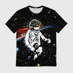 Мужская футболка 3D Космонавт играет рок на гитаре