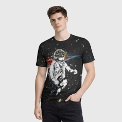 Мужская футболка 3D Космонавт играет рок на гитаре - фото 2