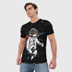 Мужская футболка 3D Космонавт играет рок на гитаре - фото 2