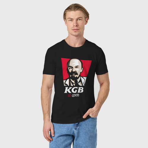 Мужская футболка хлопок Ленин KGB so good, цвет черный - фото 3