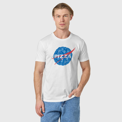Мужская футболка хлопок Пицца, цвет белый - фото 3