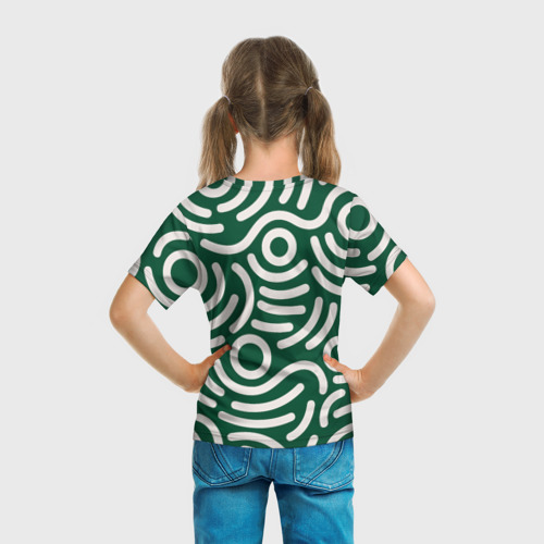 Детская футболка 3D с принтом Абстрактный белый узор, вид сзади #2