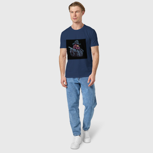Мужская футболка хлопок Петух-шериф, цвет темно-синий - фото 5