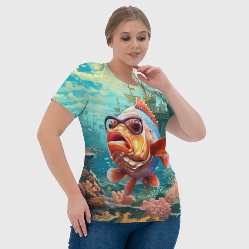 Женская футболка 3D с принтом Рыбка в  озере, фото #4