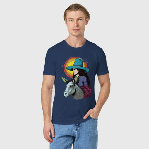 Мужская футболка хлопок Ведьма и осел comic style, цвет темно-синий - фото 3