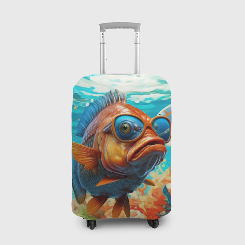 Чехол для чемодана 3D Рыба в солнечных очках в воде, цвет 3D печать