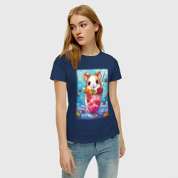Женская футболка хлопок Хомячок в ягодном коктейле - фото 2