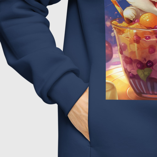 Мужское худи Oversize хлопок Хомячок в коктейле ягодном, цвет темно-синий - фото 8
