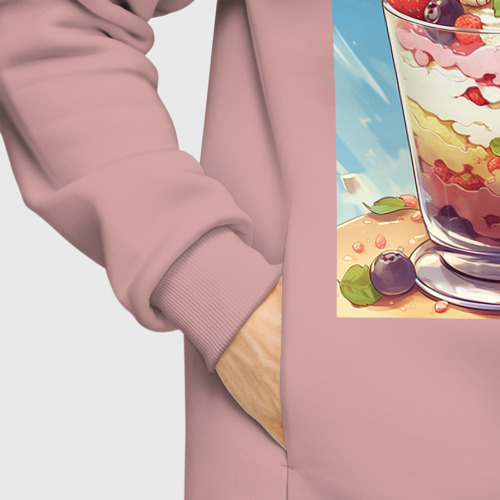 Мужское худи Oversize хлопок Хомячок в ягодном коктейле, цвет пыльно-розовый - фото 8