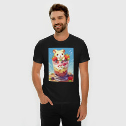 Мужская футболка хлопок Slim Хомячок в ягодном коктейле - фото 2