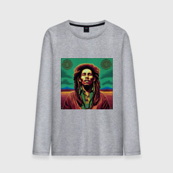 Мужской лонгслив хлопок Digital Art Bob Marley in the field