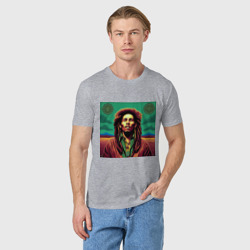 Мужская футболка хлопок Digital Art Bob Marley in the field - фото 2