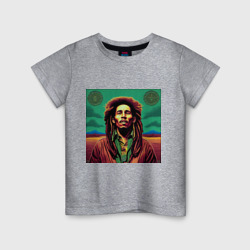 Детская футболка хлопок Digital Art Bob Marley in the field