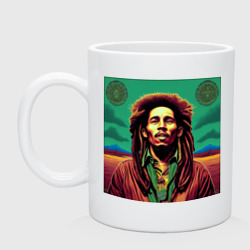 Кружка керамическая Digital Art Bob Marley in the field