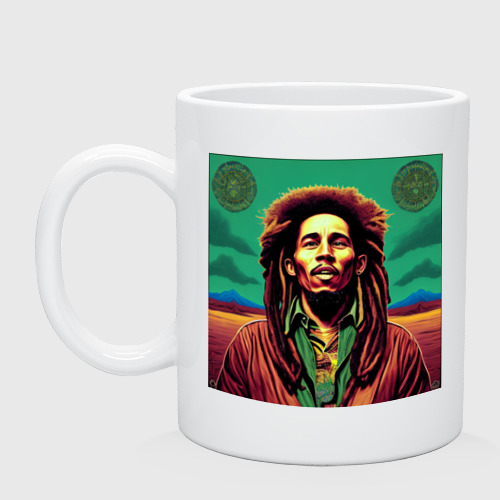 Кружка керамическая Digital Art Bob Marley in the field, цвет белый