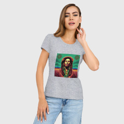 Женская футболка хлопок Slim Digital Art Bob Marley in the field - фото 2