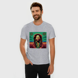 Мужская футболка хлопок Slim Digital Art Bob Marley in the field - фото 2