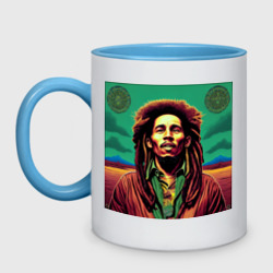 Кружка двухцветная Digital Art Bob Marley in the field