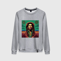 Женский свитшот хлопок Digital Art Bob Marley in the field