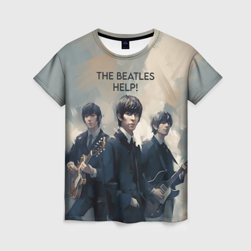 Женская футболка с принтом The Beatles - Help, вид спереди №1