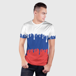 Мужская футболка 3D Slim Флаг России - потёки - фото 2