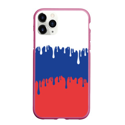 Чехол для iPhone 11 Pro матовый Флаг России - потёки