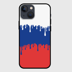 Чехол для iPhone 13 mini Флаг России - потёки