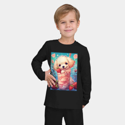 Детская пижама с лонгсливом хлопок Милый пушистый щенок в коктейле - фото 2