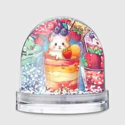 Игрушка Снежный шар Хомячок в ягодном коктейле