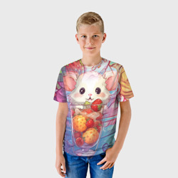Детская футболка 3D Хомясок в ягодном стакане - фото 2