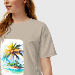 Женская футболка хлопок Oversize Tropical Paradise - фото 2