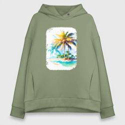 Женское худи Oversize хлопок Tropical Paradise