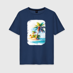 Женская футболка хлопок Oversize Palm Tree Serenity