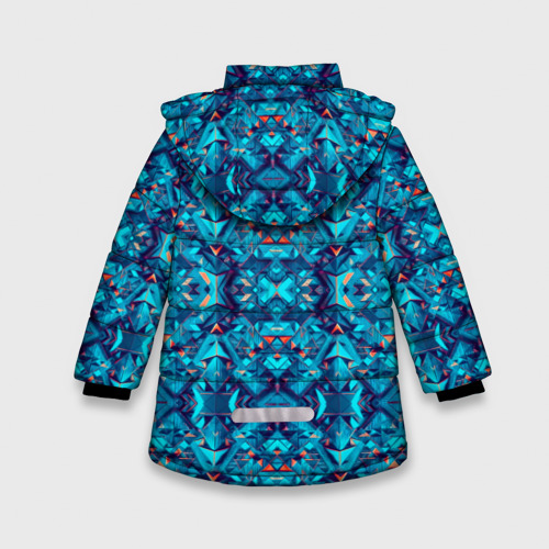 Зимняя куртка для девочек 3D с принтом Синий калейдоскоп, вид сзади #1