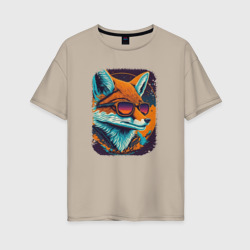 Женская футболка хлопок Oversize Old Fox with glasses