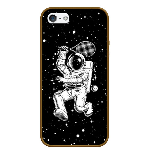 Чехол для iPhone 5/5S матовый Space tennis - astronaut, цвет коричневый