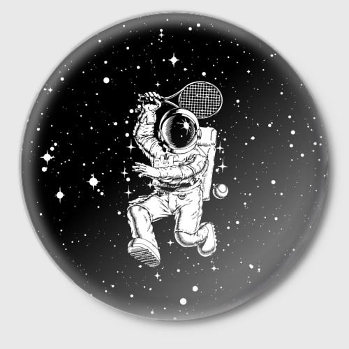 Значок Space tennis - astronaut, цвет белый