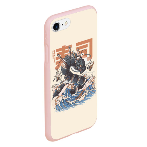 Чехол для iPhone 7/8 матовый с принтом Суши дракон с иероглифами в японском стиле, вид сбоку #3