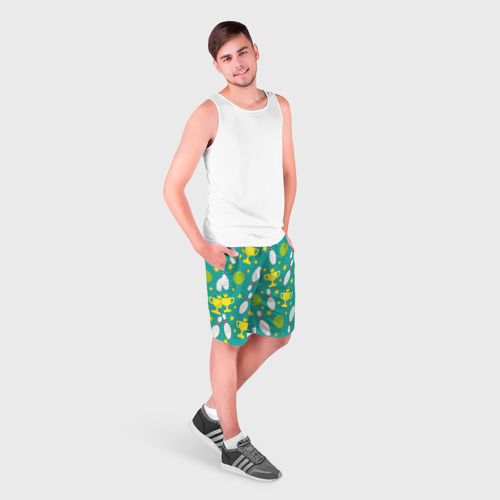 Мужские шорты 3D с принтом Bowling game, фото на моделе #1