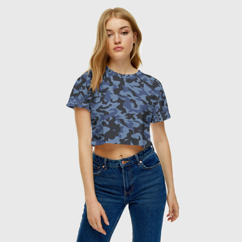 Женская футболка Crop-top 3D Стиль камуфляж, цвет 3D печать - фото 4