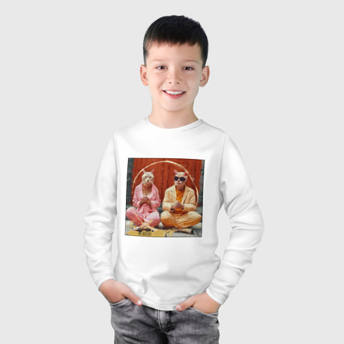 Детский лонгслив хлопок с принтом Семья Сфинксов, фото на моделе #1