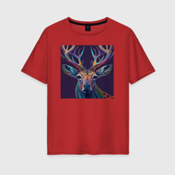 Женская футболка хлопок Oversize Красочный олень - нейросеть