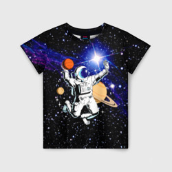 Детская футболка 3D Космический баскетбол