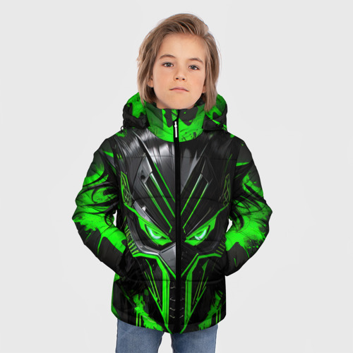 Зимняя куртка для мальчиков 3D с принтом Неоновый мститель, фото на моделе #1