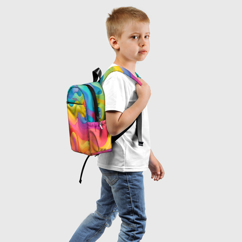 Детский рюкзак 3D с принтом Красочные разливы, вид сзади #1